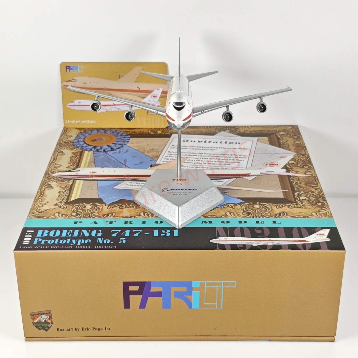 1:400 Patriot TWA Boeing B747-131 N93101 No.5 Diecast Aircraft Model+Free Tractor