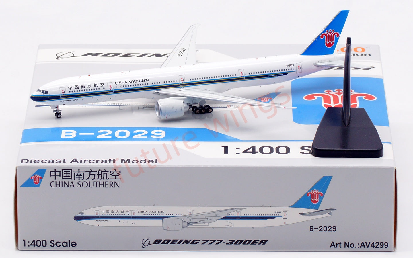 1:400 Aviation400 China Southern Airlines B777-300ER B-2029 Aircraft Model Free Tractor+Stand