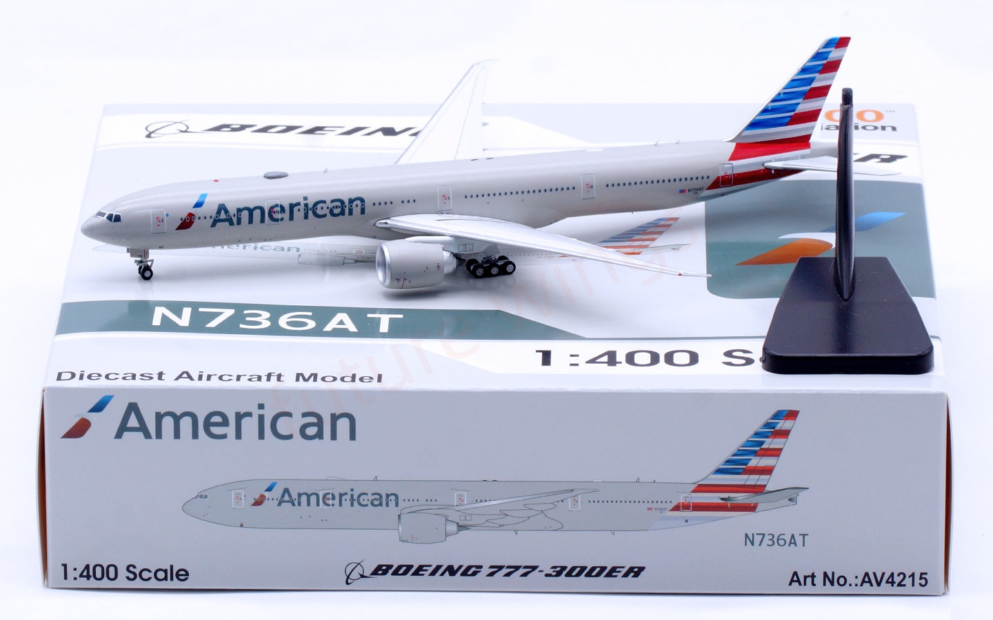 1:400 Aviation400 American Airlines B777-300ER N736AT Aircraft Model Free Tractor+Stand