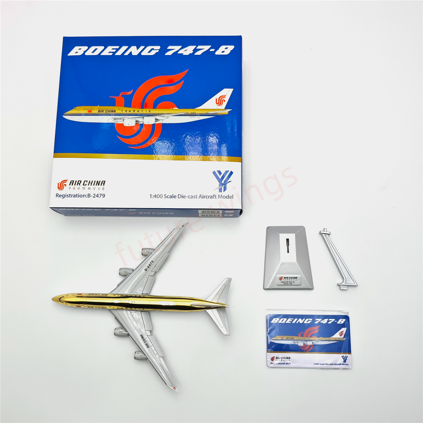 (RARE)1:400 YY Wings Air China B747-8 B-2479 (Gold Color) Aircraft Model Free Tractor+Stand
