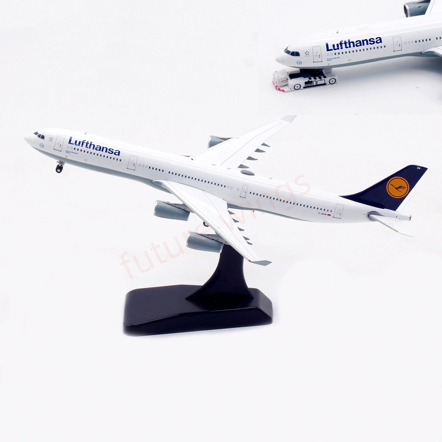 1:400 Aviation400 Lufthansa Airlines A340-300 D-AIGM Aircraft Model Free Tractor+Stand