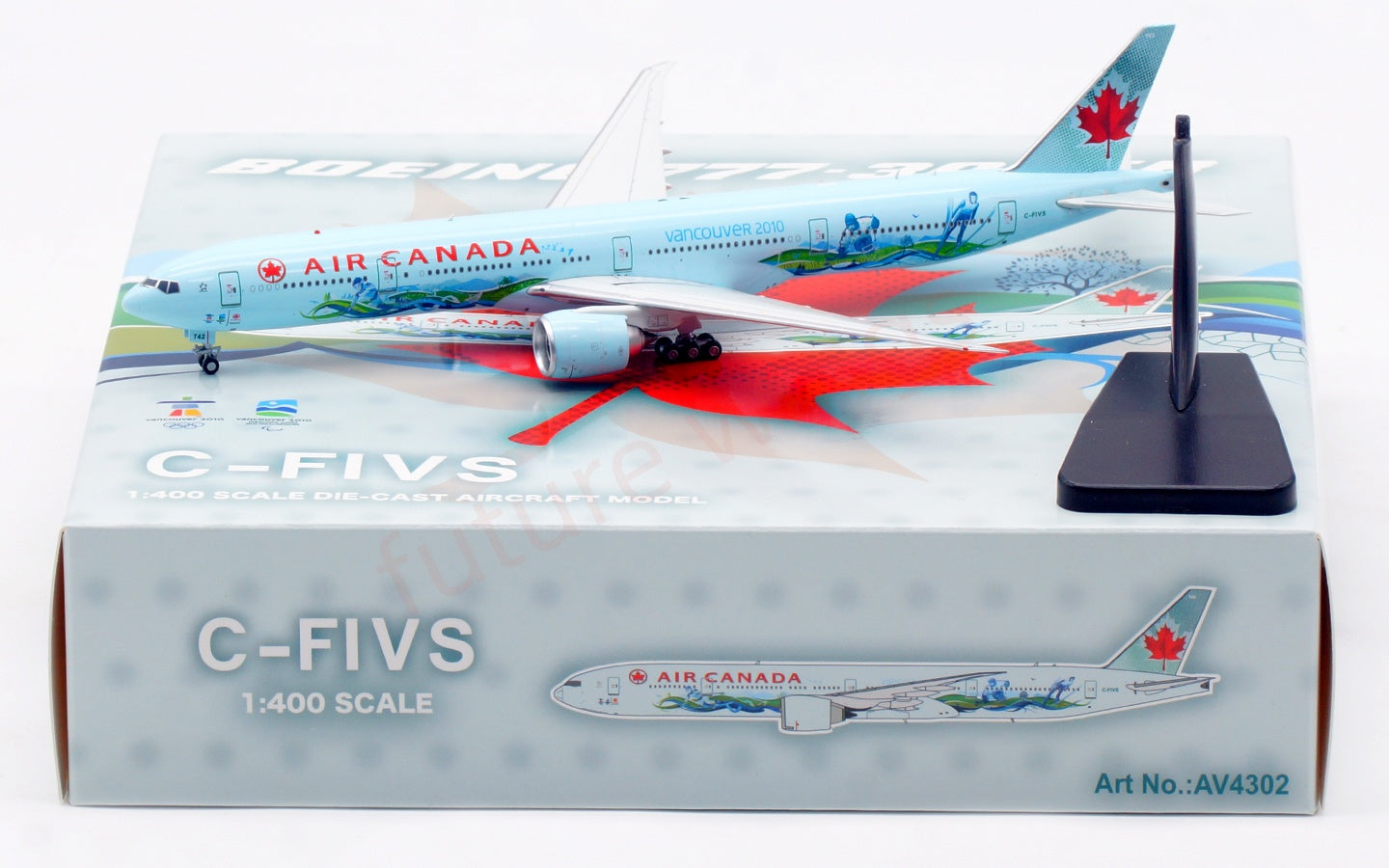 1:400 Aviation400 Air Canada B777-300ER C-FIVS Aircraft Model Free Tractor+Stand