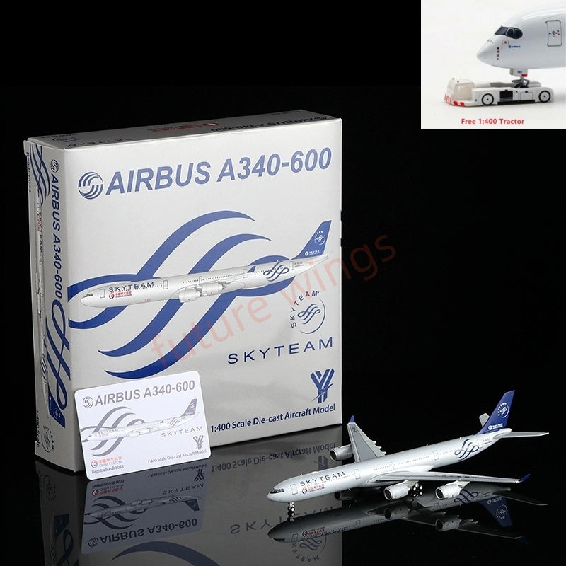 1:400 YY Wings China Eastern Airlines A340-600 B-6053 "SKYTEAM" Aircraft Model+Free Tractor