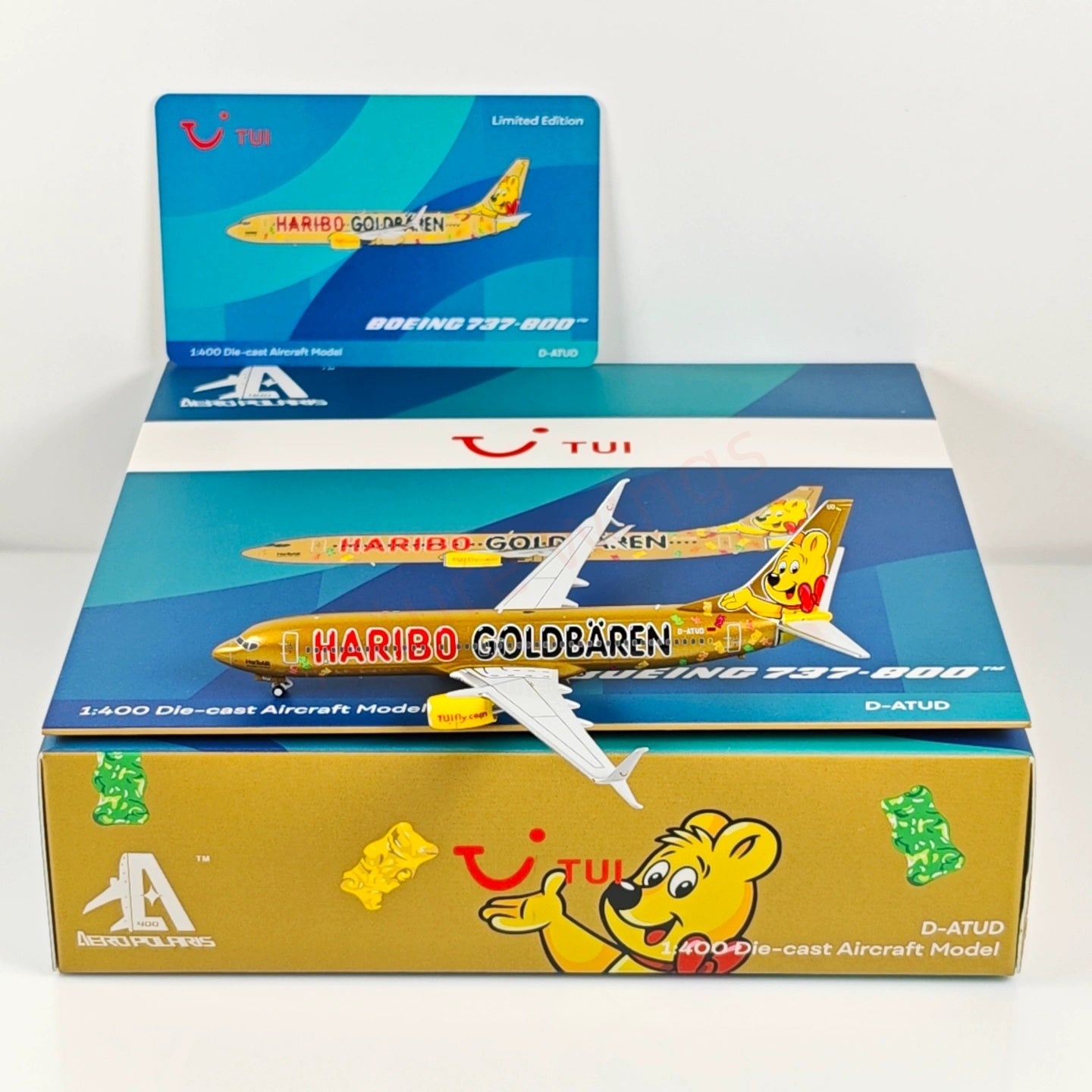 1:400 AeroPolaris Tui Airways B737-800 D-ATUD "Haribo Goldbaren"Aircraft Model+Free Tractor