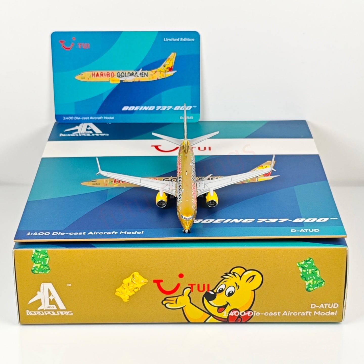 1:400 AeroPolaris Tui Airways B737-800 D-ATUD "Haribo Goldbaren"Aircraft Model+Free Tractor