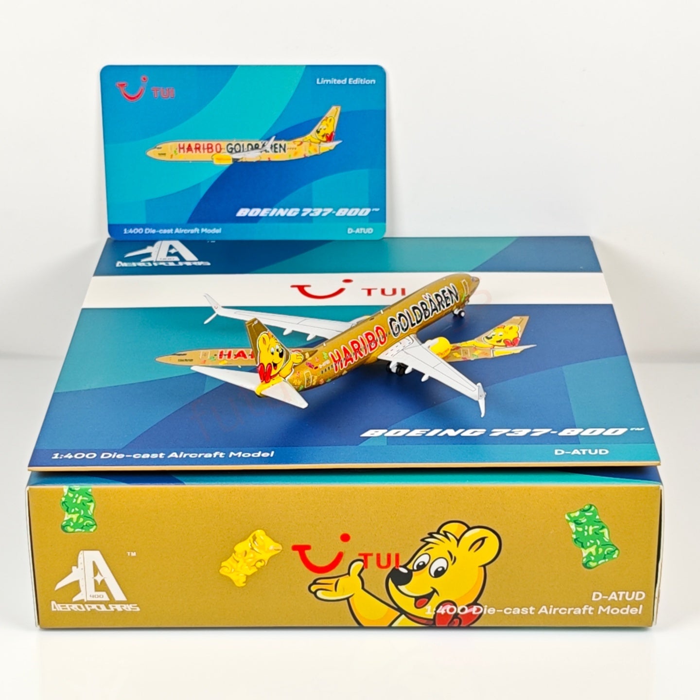 1:400 AeroPolaris Tui Airways B737-800 D-ATUD "Haribo Goldbaren"Aircraft Model+Free Tractor