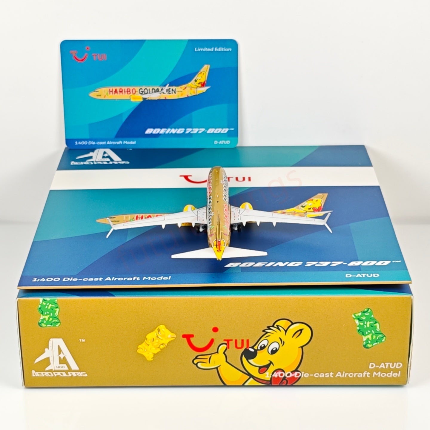 1:400 AeroPolaris Tui Airways B737-800 D-ATUD "Haribo Goldbaren"Aircraft Model+Free Tractor