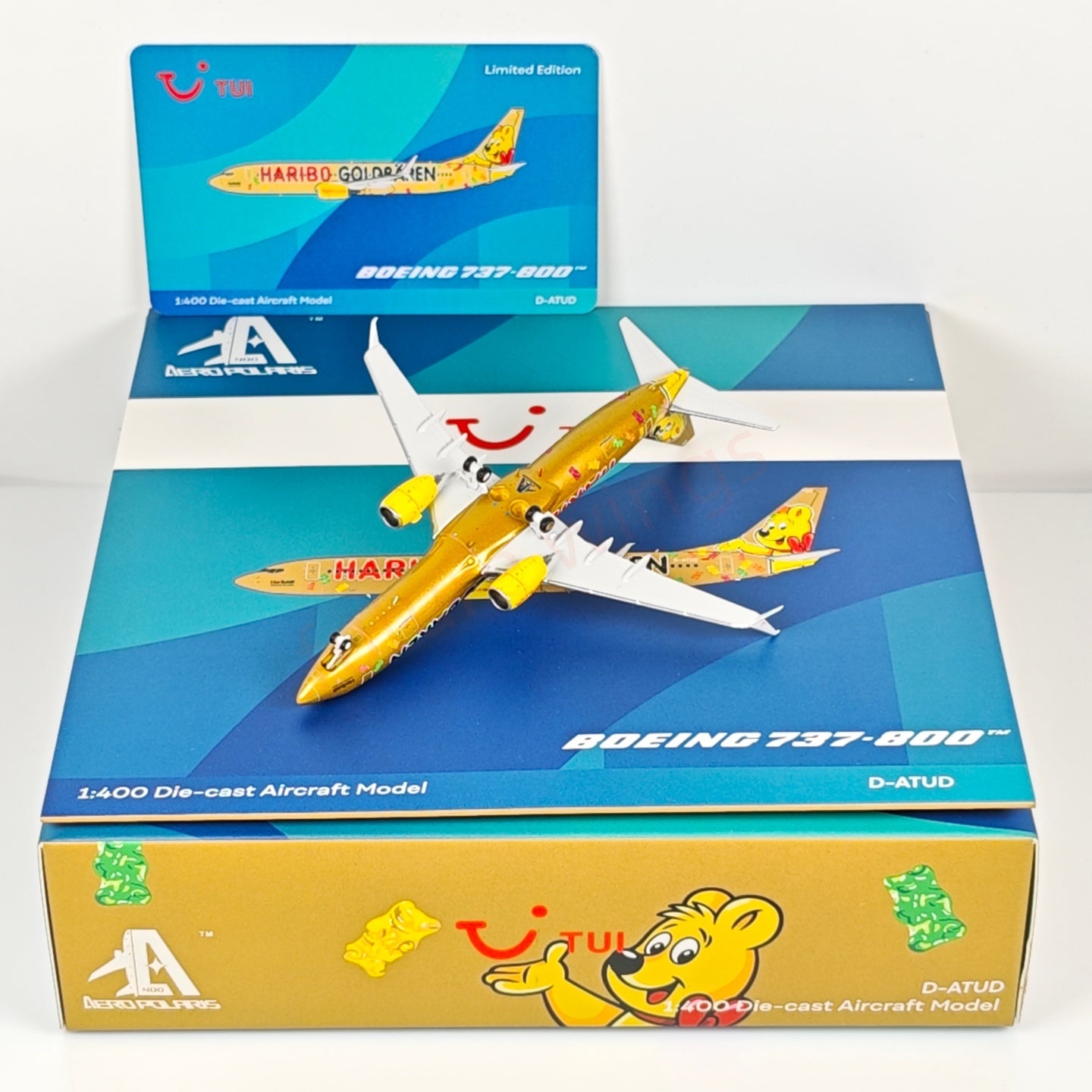 1:400 AeroPolaris Tui Airways B737-800 D-ATUD "Haribo Goldbaren"Aircraft Model+Free Tractor