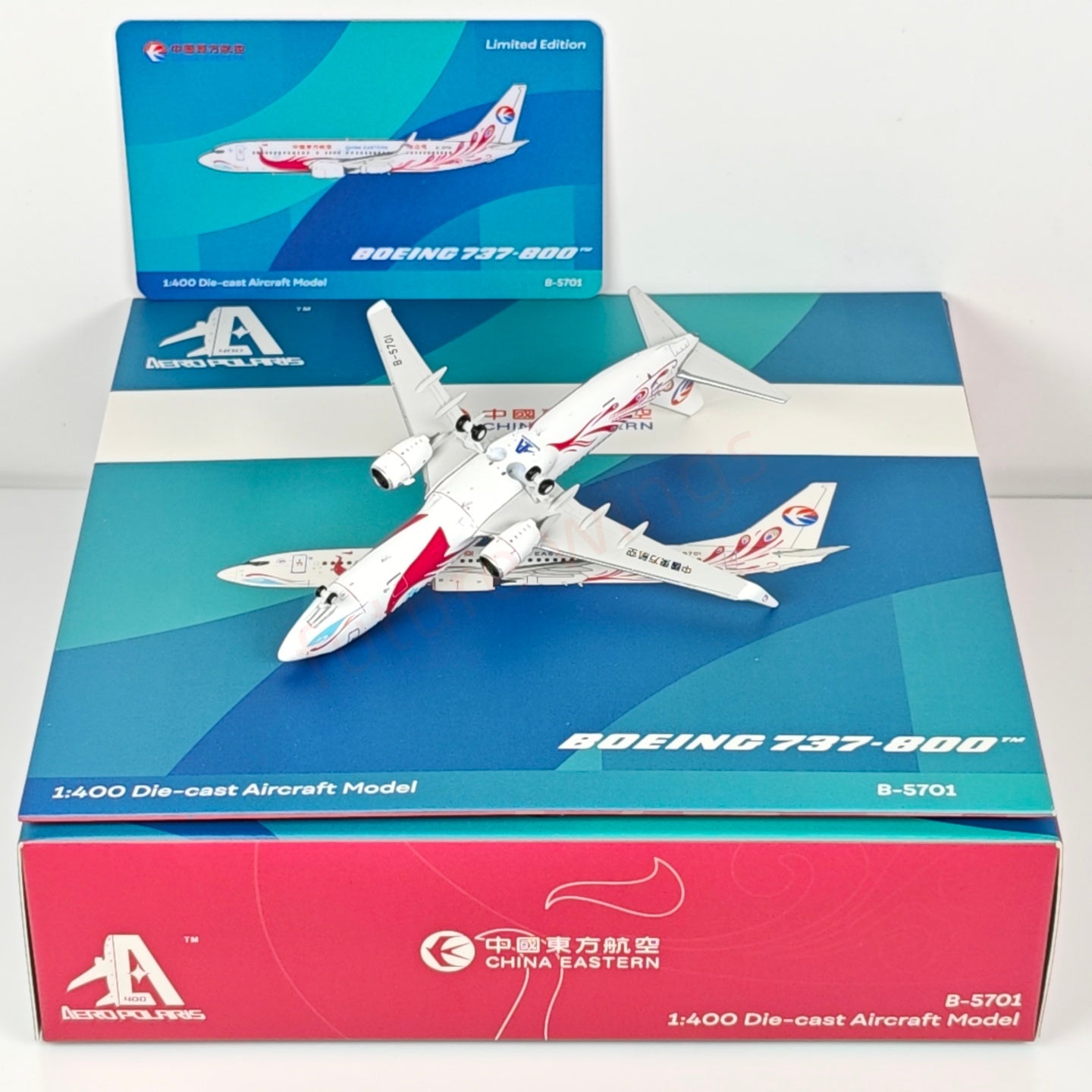1:400 AeroPolaris China Eastern Airlines B737-800 B-5701 Aircraft Model+Free Tractor
