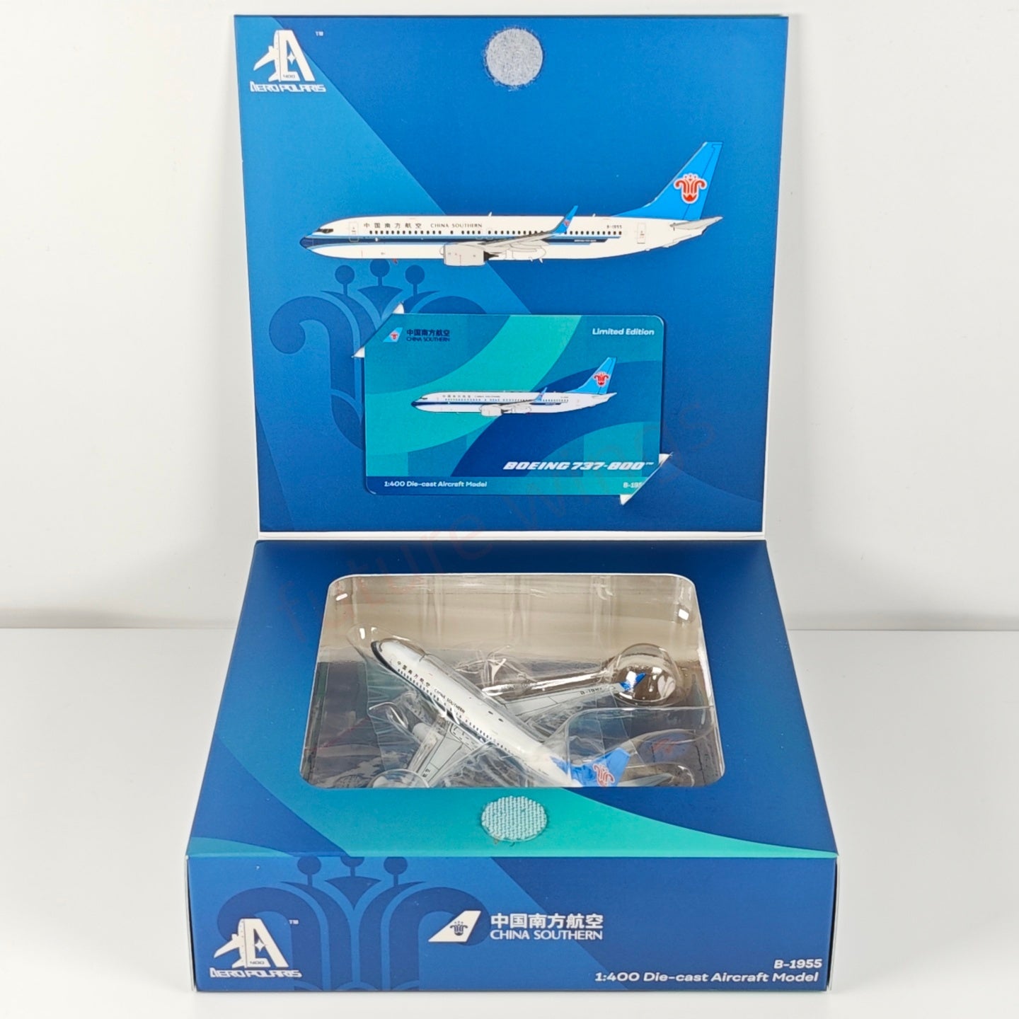 1:400 AeroPolaris China Southern Airlines B737-800 B-1955 Aircraft Model+Free Tractor