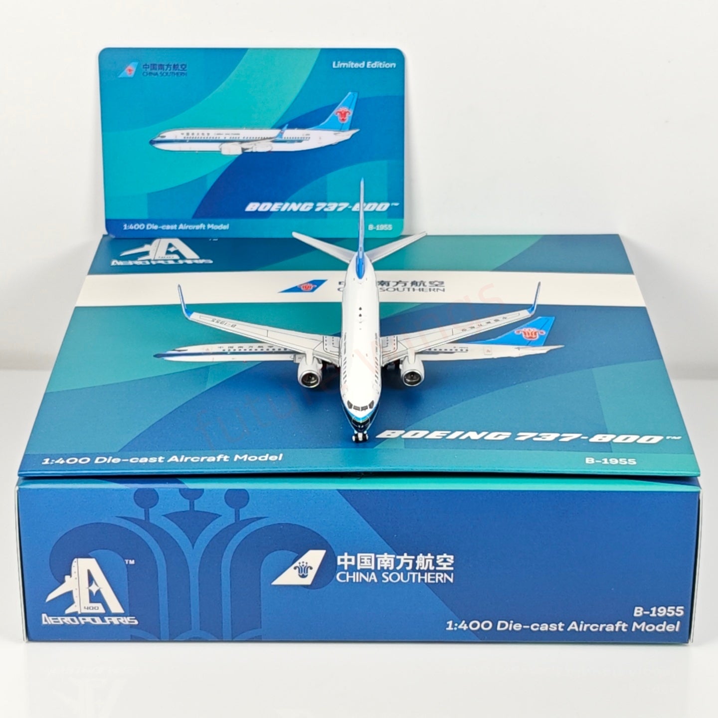 1:400 AeroPolaris China Southern Airlines B737-800 B-1955 Aircraft Model+Free Tractor