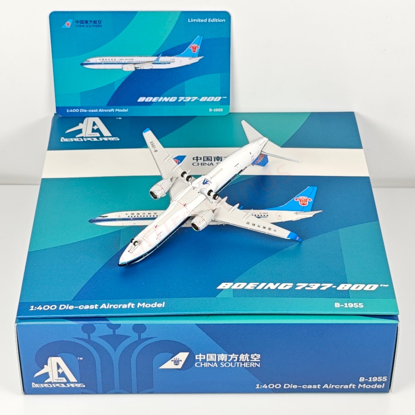 1:400 AeroPolaris China Southern Airlines B737-800 B-1955 Aircraft Model+Free Tractor