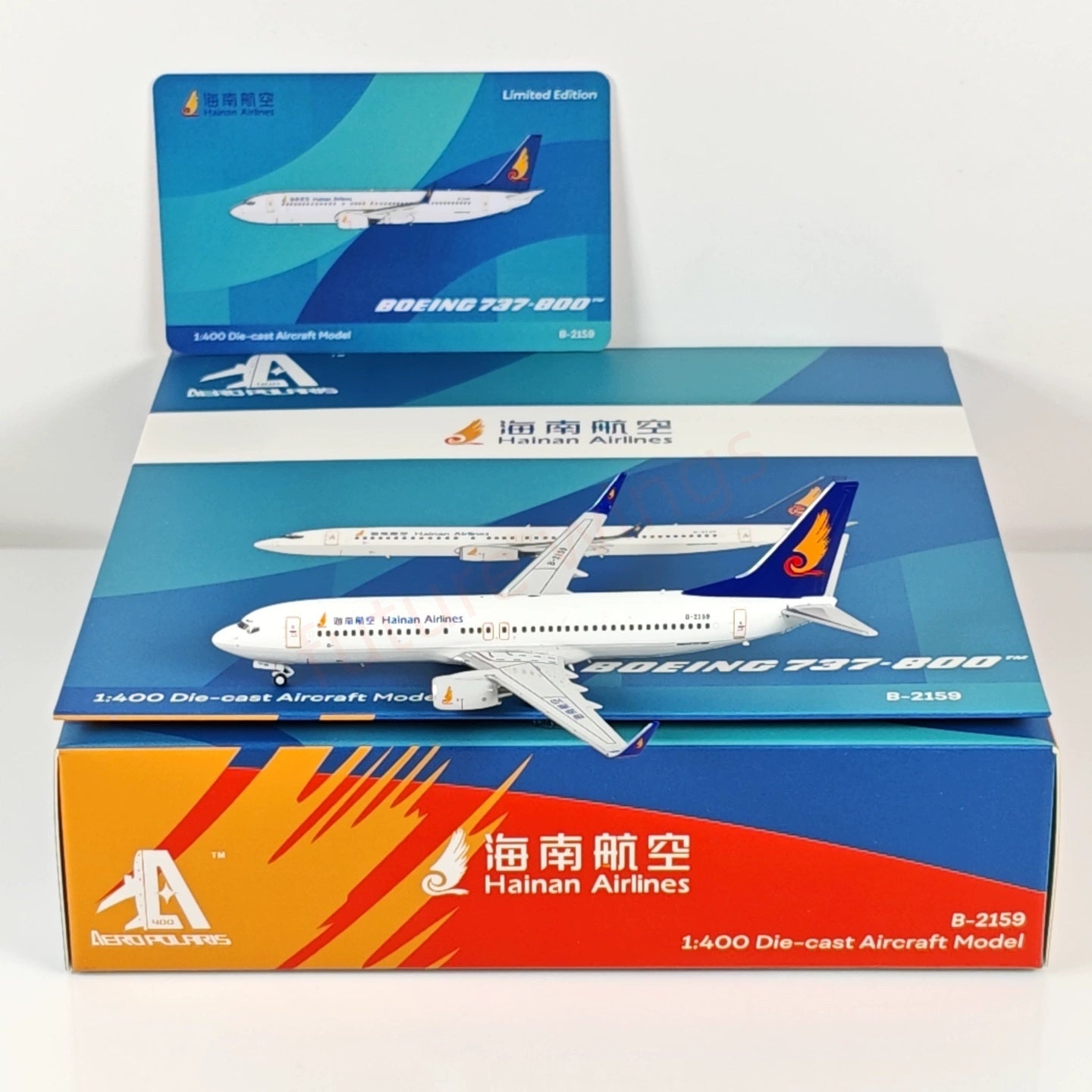 1:400 AeroPolaris Hainan Airlines B737-800 B-2159 Aircraft Model+Free Tractor