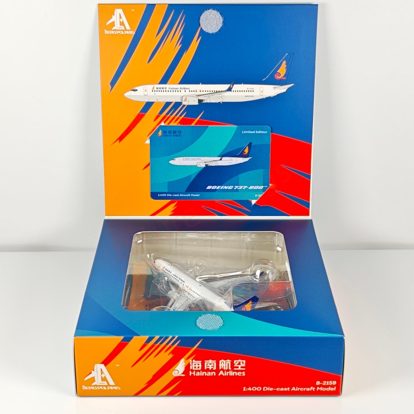 1:400 AeroPolaris Hainan Airlines B737-800 B-2159 Aircraft Model+Free Tractor