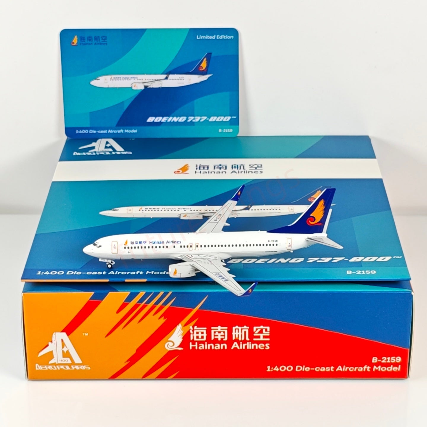 1:400 AeroPolaris Hainan Airlines B737-800 B-2159 Aircraft Model+Free Tractor