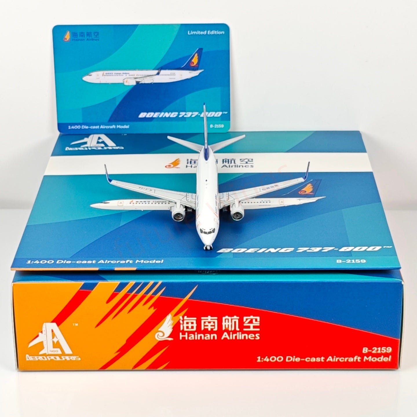 1:400 AeroPolaris Hainan Airlines B737-800 B-2159 Aircraft Model+Free Tractor