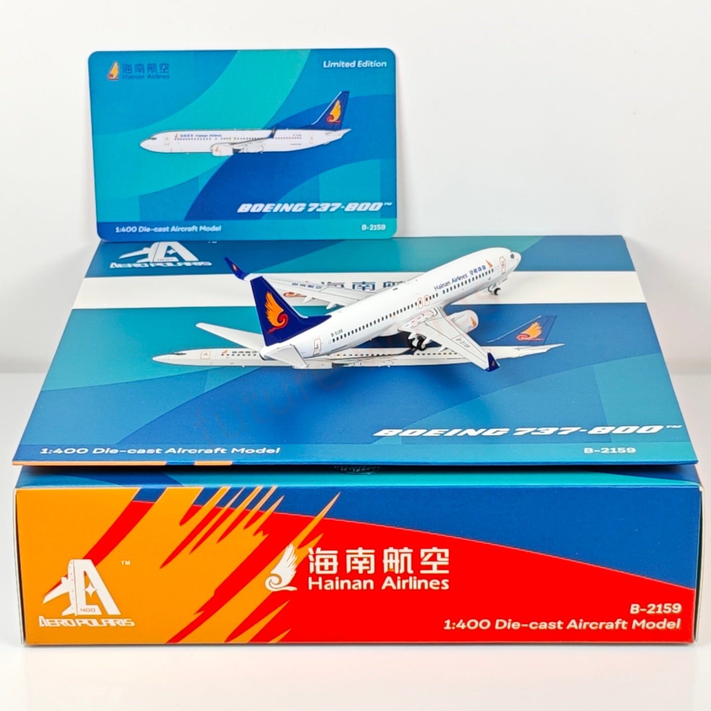 1:400 AeroPolaris Hainan Airlines B737-800 B-2159 Aircraft Model+Free Tractor