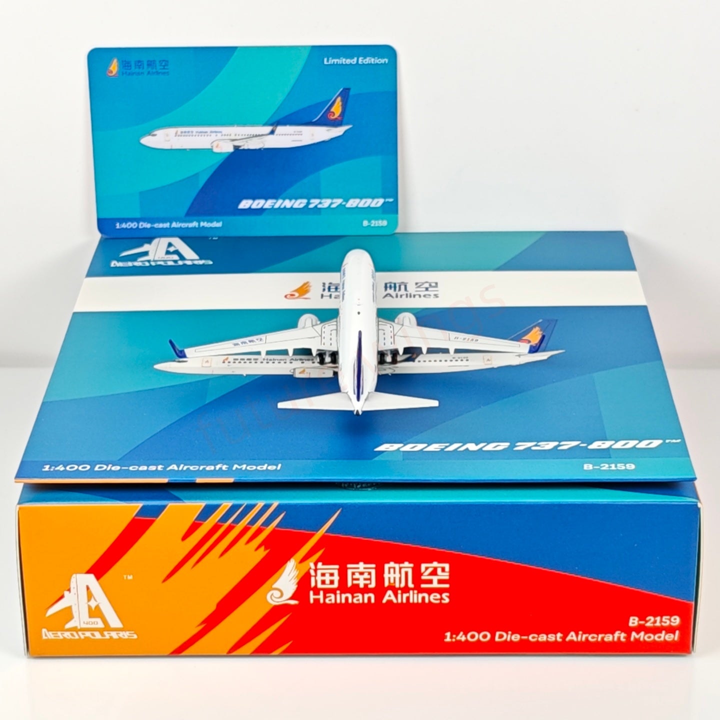 1:400 AeroPolaris Hainan Airlines B737-800 B-2159 Aircraft Model+Free Tractor