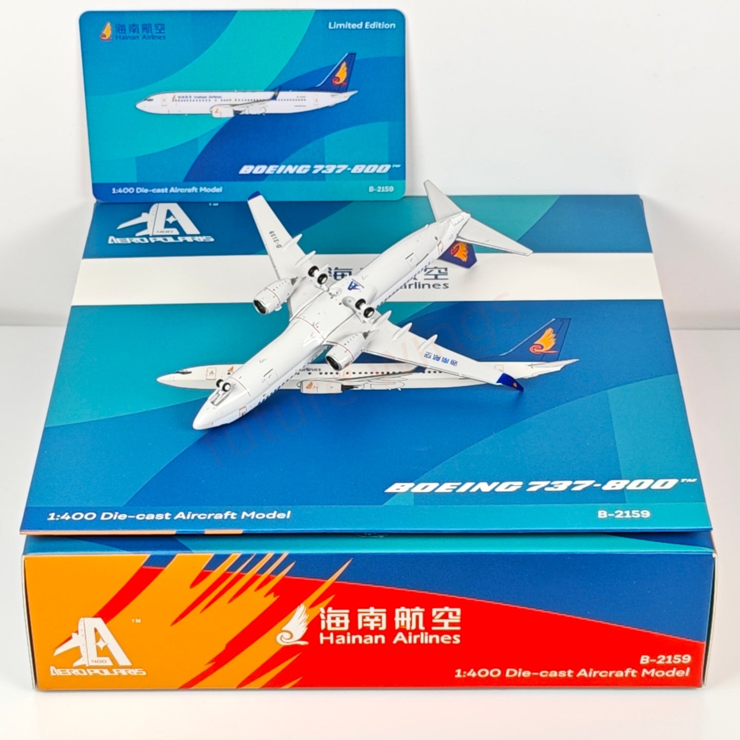 1:400 AeroPolaris Hainan Airlines B737-800 B-2159 Aircraft Model+Free Tractor