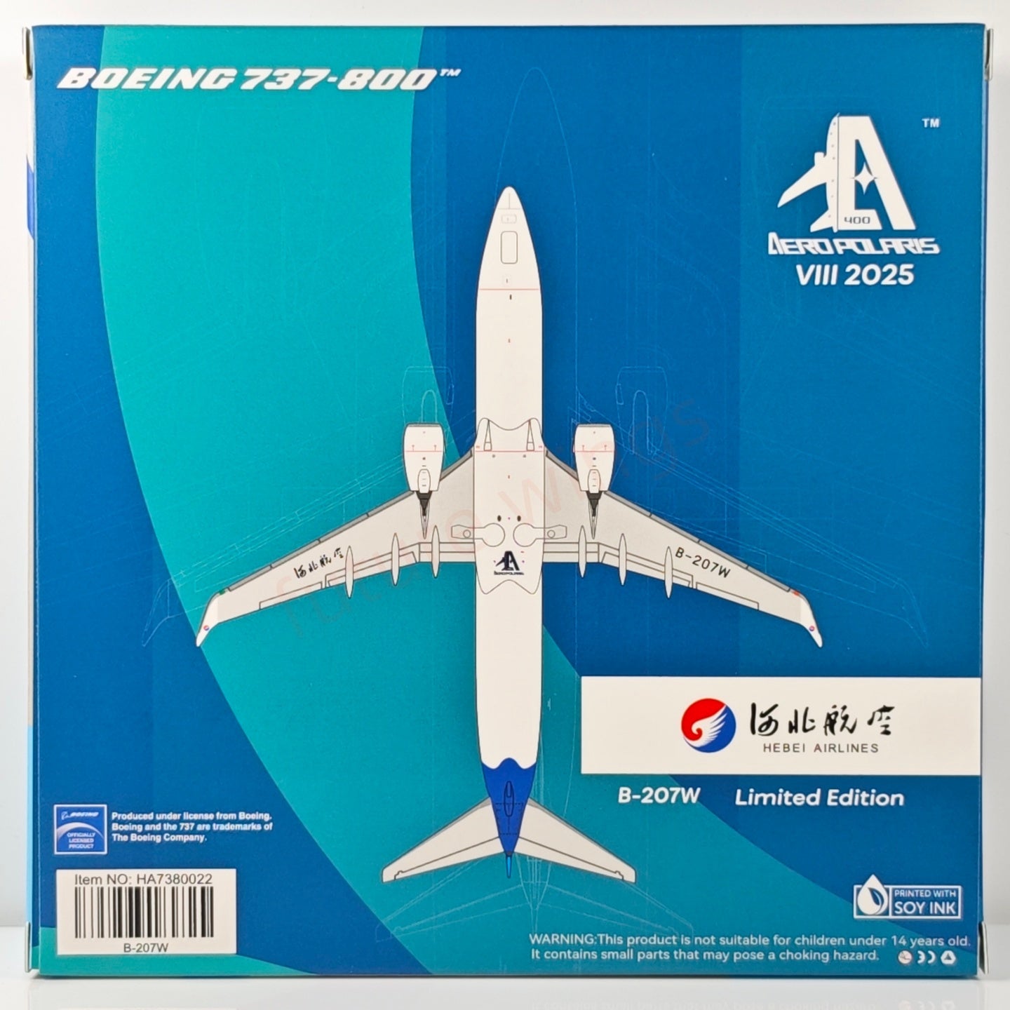 1:400 AeroPolaris Hebei Airlines B737-800 B-207W Aircraft Model+Free Tractor