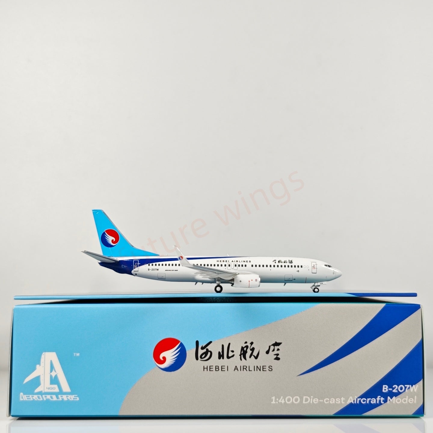 1:400 AeroPolaris Hebei Airlines B737-800 B-207W Aircraft Model+Free Tractor