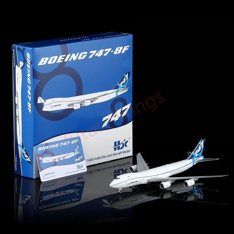 1:400 HX Models Boeing B747-8F N747EX Aircraft Model Free Tractor+Stand