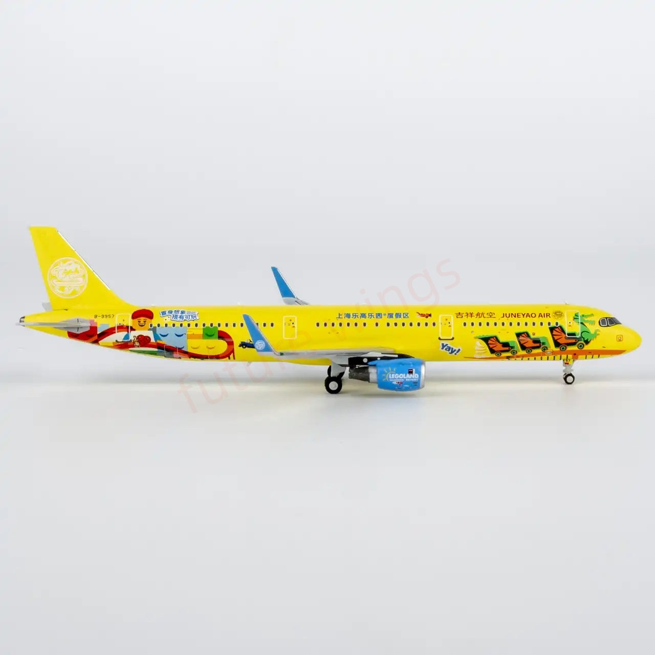 1:400 NG Models NG13132 Juneyao Airlines Airbus A321 B-9957 "LEGO"Aircraft Model+Free Tractor