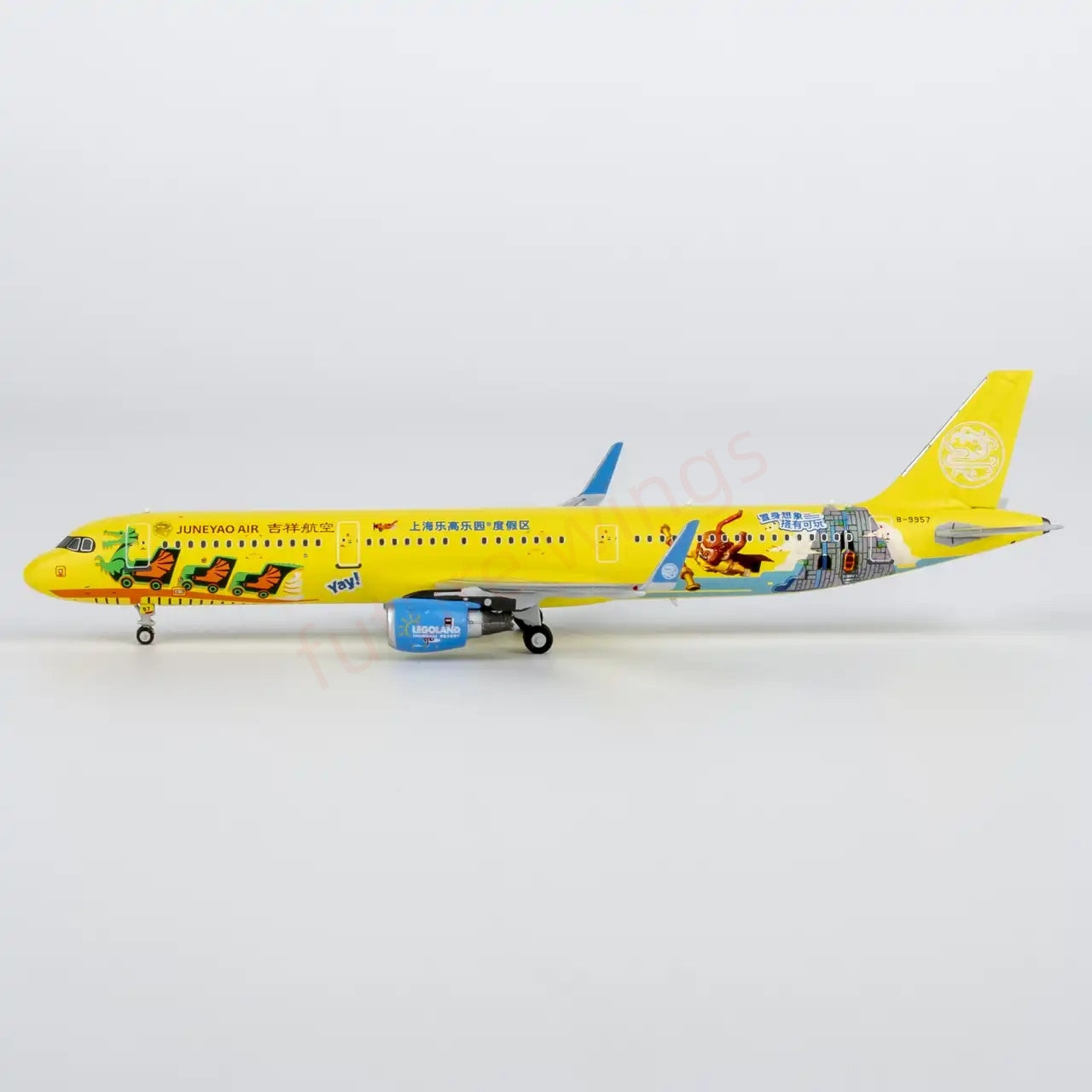 1:400 NG Models NG13141 Juneyao Airlines Airbus A321 B-9957 "LEGO" "Luxury Package"Aircraft Model+Free Tractor