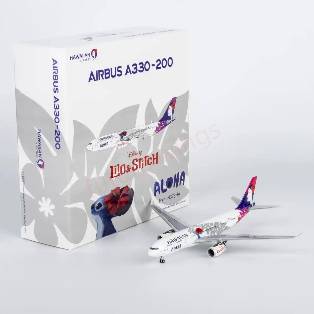 1:400 NG Models NG61105 Hawaiian Airlines Airbus A330-200 N378HA Lilo & Stitch Aircraft Model+Free Tractor