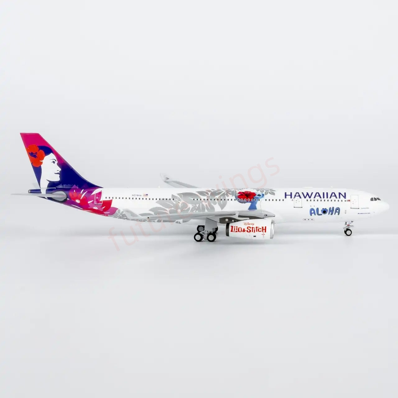 1:400 NG Models NG61105 Hawaiian Airlines Airbus A330-200 N378HA Lilo & Stitch Aircraft Model+Free Tractor
