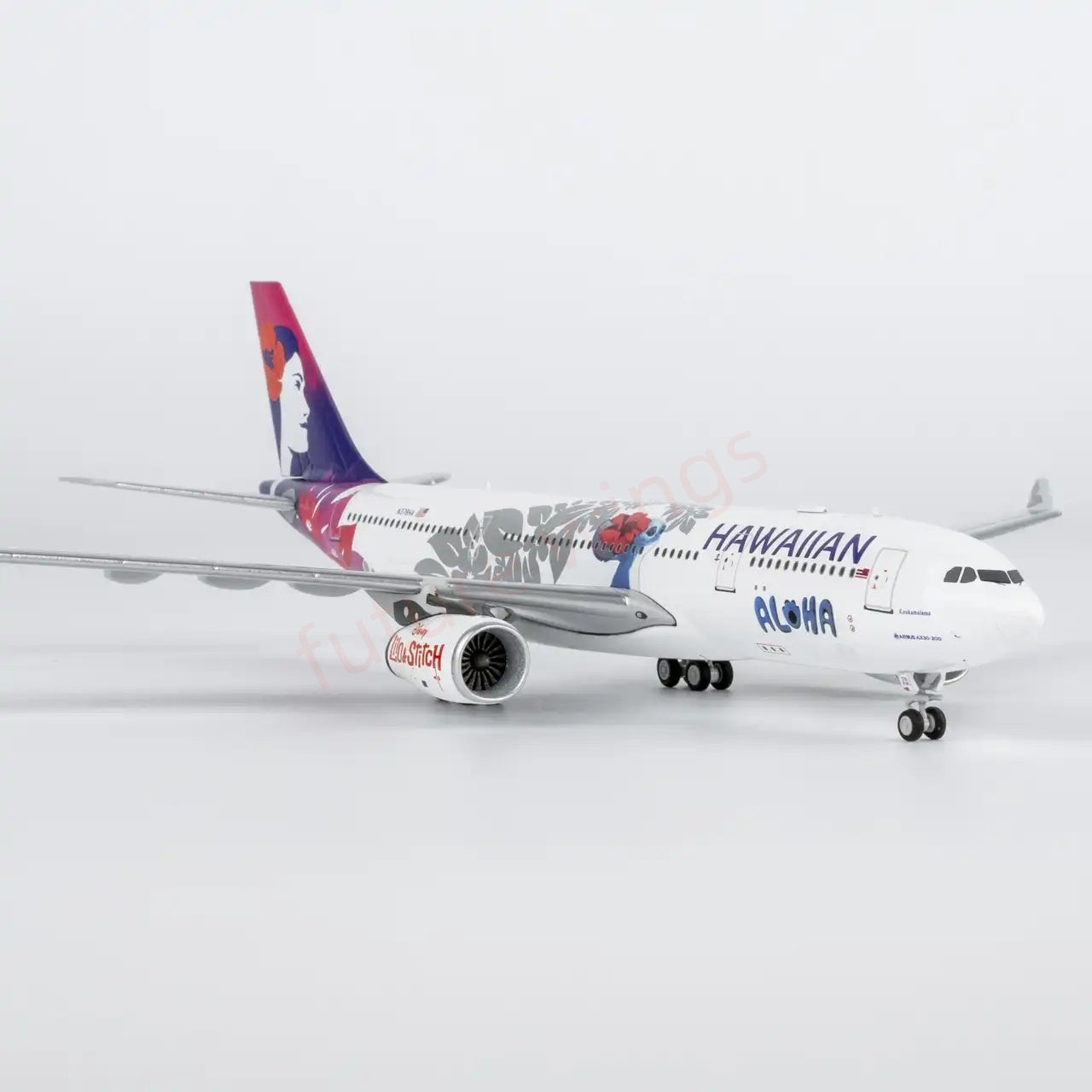 1:400 NG Models NG61105 Hawaiian Airlines Airbus A330-200 N378HA Lilo & Stitch Aircraft Model+Free Tractor