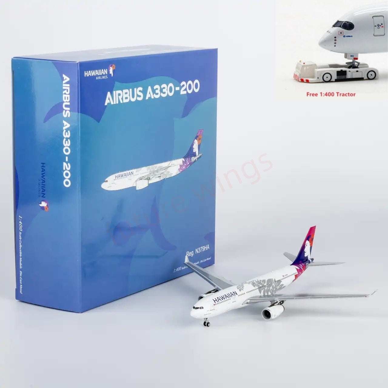 1:400 NG Models NG61106 Hawaiian Airlines Airbus A330-200 N379HA Aircraft Model+Free Tractor