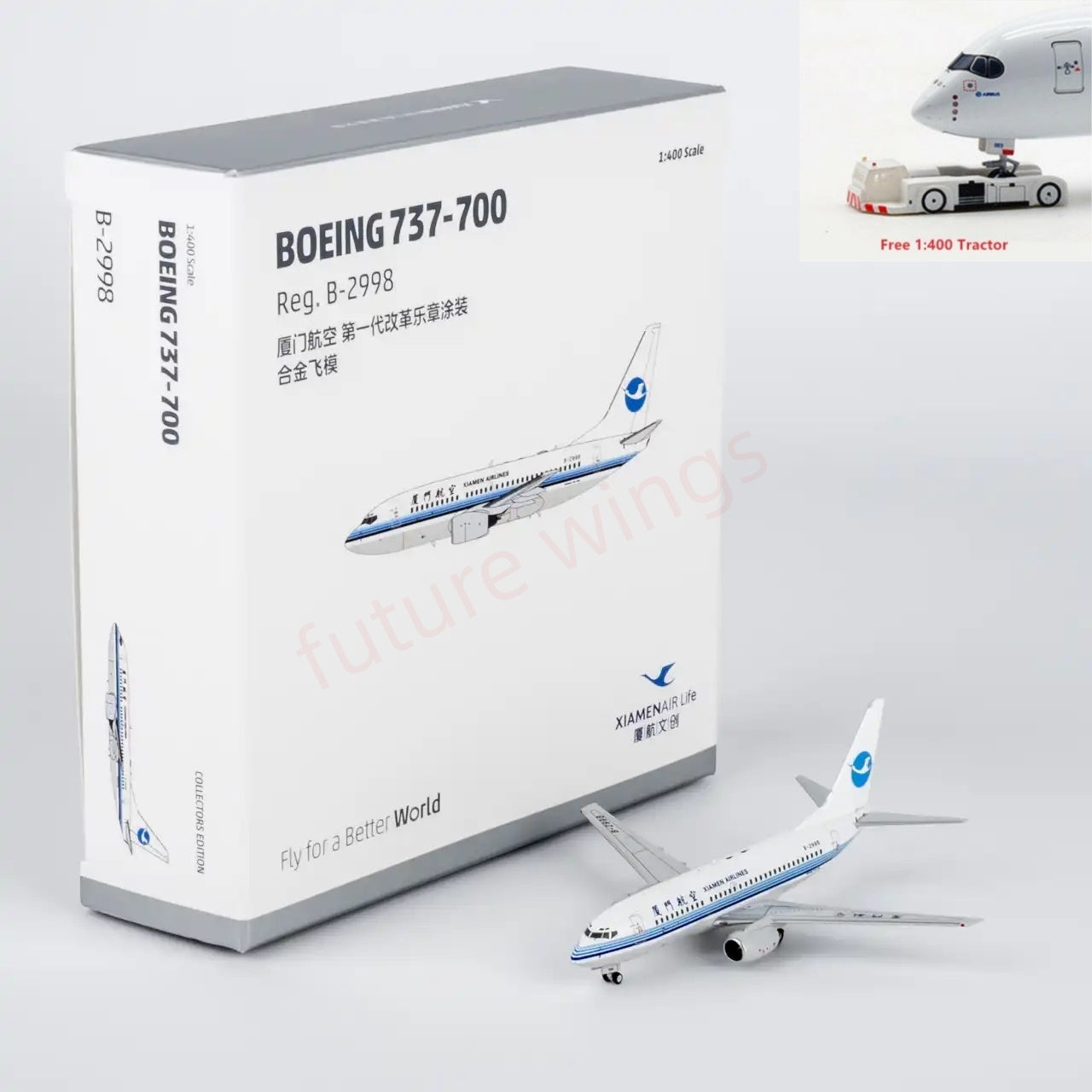 1:400 NG Models NG64138 XiamenAir B737-700 B-2998 Aircraft Model+Free Tractor