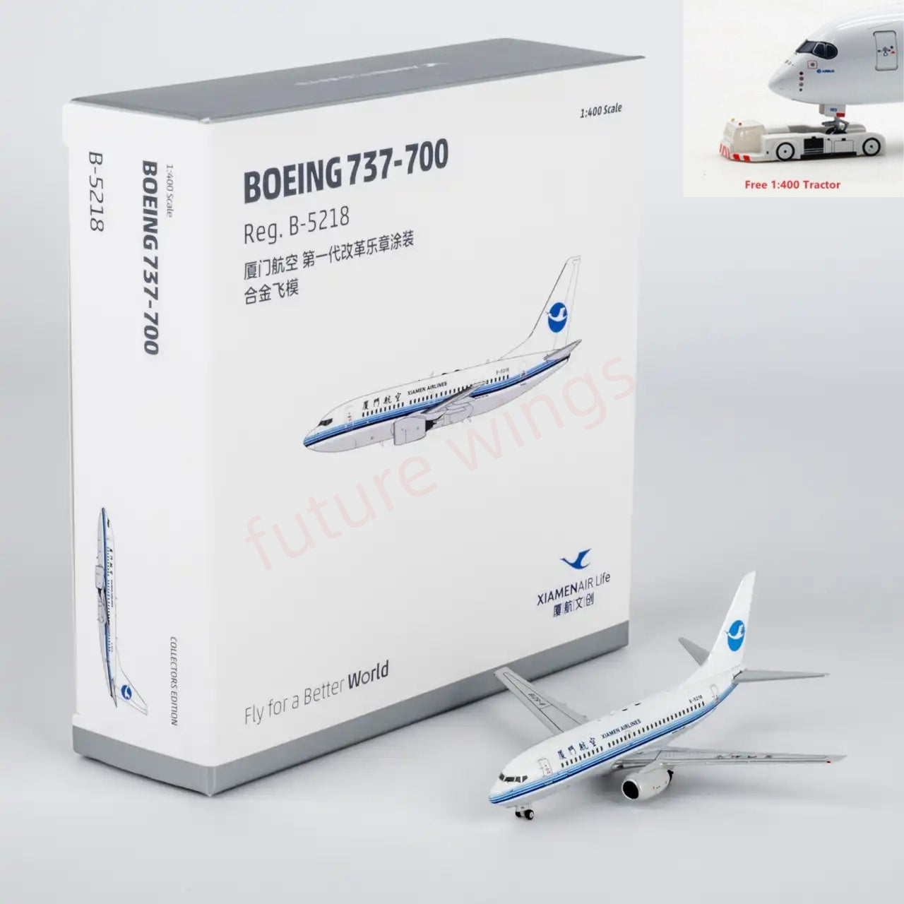 1:400 NG Models NG64139 XiamenAir B737-700 B-5218 Aircraft Model+Free Tractor