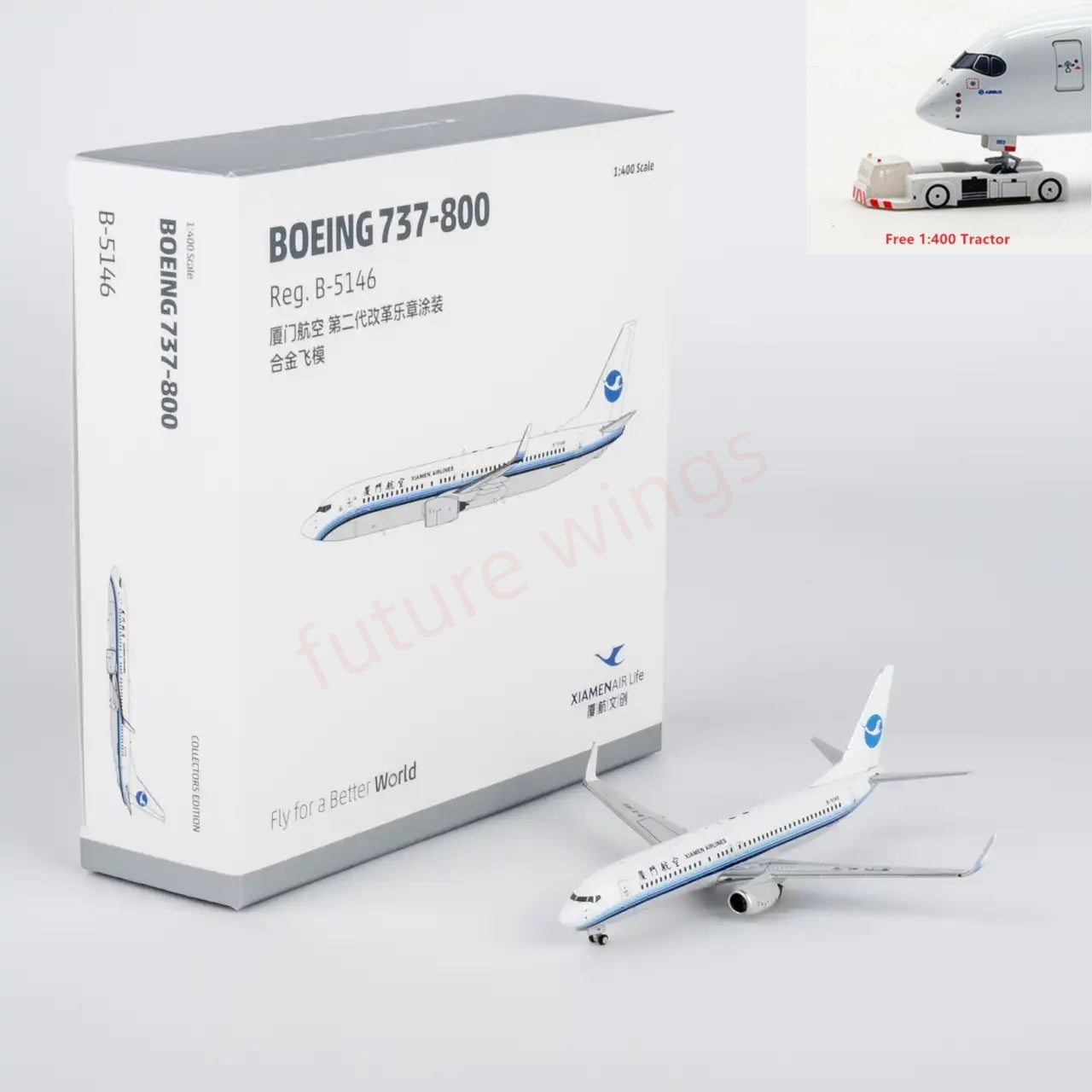 1:400 NG Models NG64155 XiamenAir B737-800 B-5146 Aircraft Model+Free Tractor