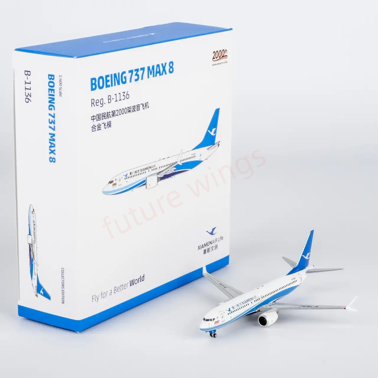 1:400 NG Models NG64153 XiamenAir B737 MAX8 B-1136 Aircraft Model+Free Tractor