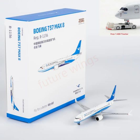 1:400 NG Models NG64153 XiamenAir B737 MAX8 B-1136 Aircraft Model+Free Tractor