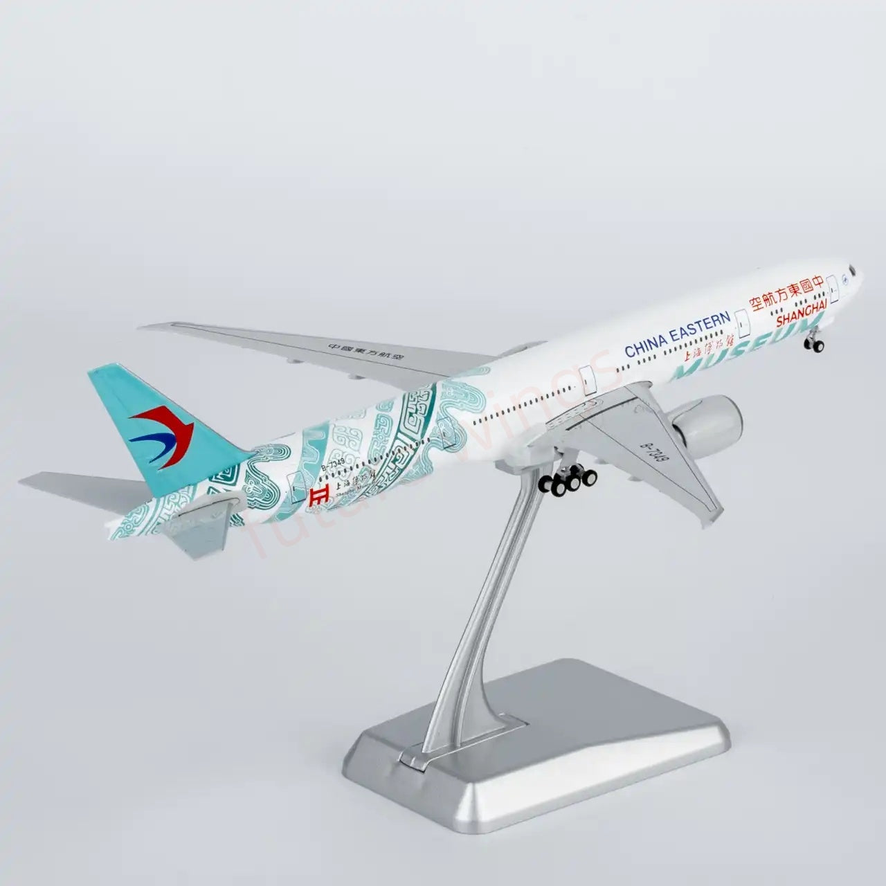 1:400 NG Lite CES100 China Eastern Airlines B777-300ER B-7349 Aircraft Model+Free Tractor
