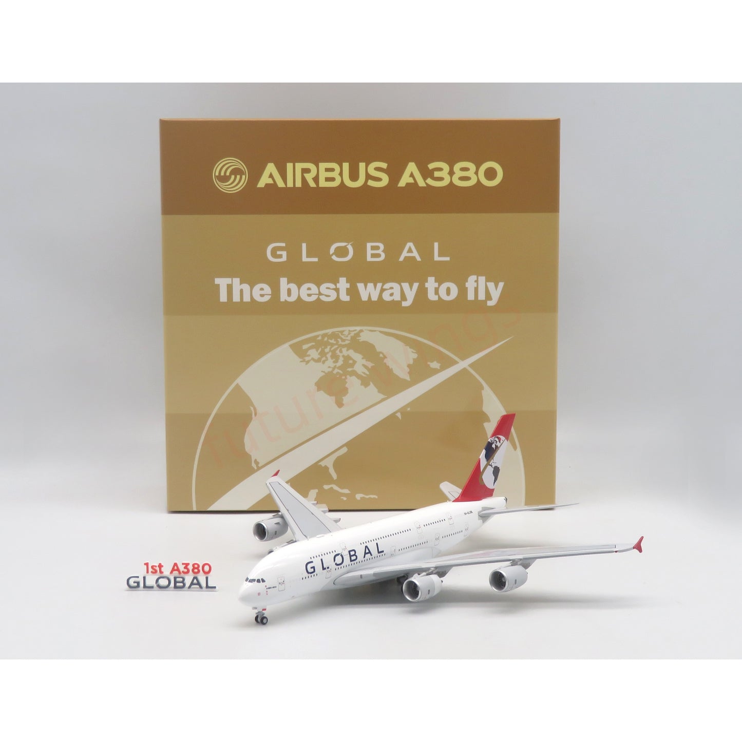 1:400 Apollo Global Airlines A380 9H-GLOBL Aircraft Model+Free Tractor