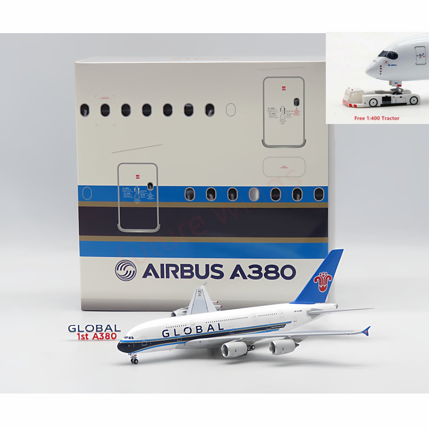 1:400 Apollo China SouthernxGlobal A380 9H-GLOBL Aircraft Model+Free Tractor
