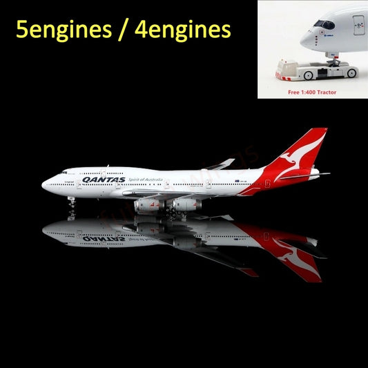 1:400 HX Models Qantas Airways B747-400 VH-OJS (5 engines and 4 engines)Aircraft Model Free Tractor +Stand