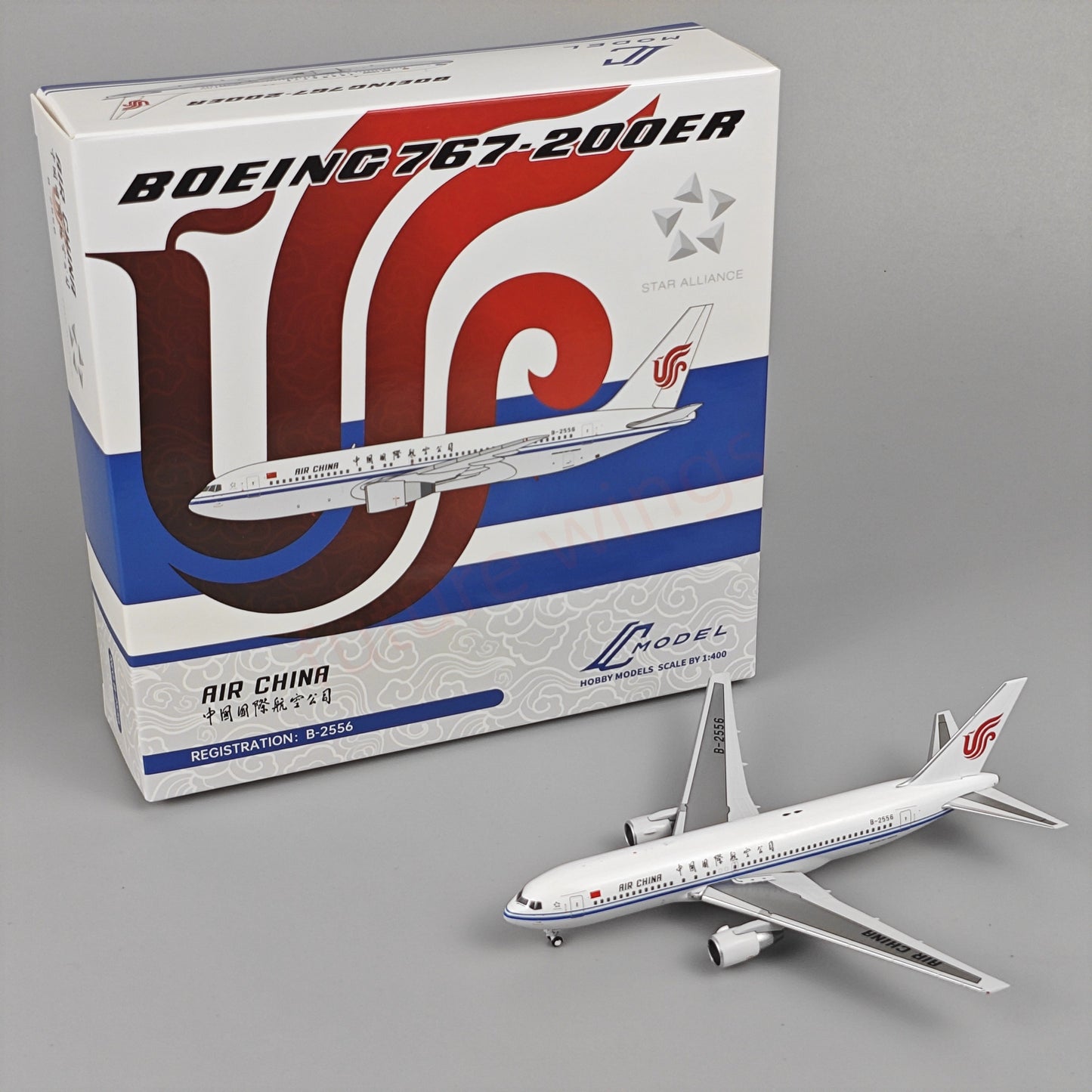 1:400 C Model Air China B767-200ER B-2556 Aircraft Model+Free Tractor