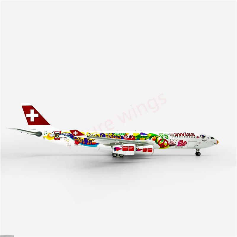 1:400 Aviation400 Swiss Air A340-300 HB-JMJ Aircraft Model Free Tractor+Stand