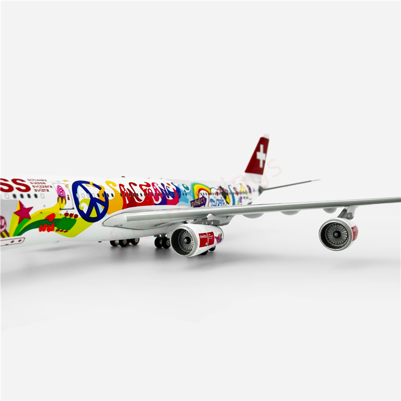 1:400 Aviation400 Swiss Air A340-300 HB-JMJ Aircraft Model Free Tractor+Stand