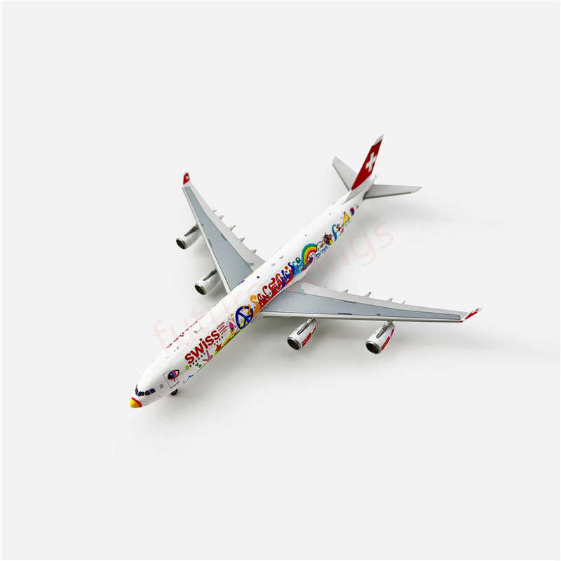1:400 Aviation400 Swiss Air A340-300 HB-JMJ Aircraft Model Free Tractor+Stand