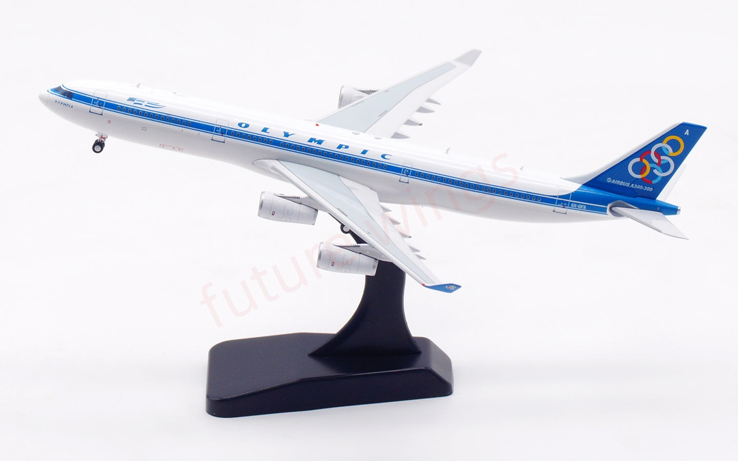 1:400 Aviation400 Olympic Airways A340-300 SX-DFA Aircraft Model Free Tractor+Stand