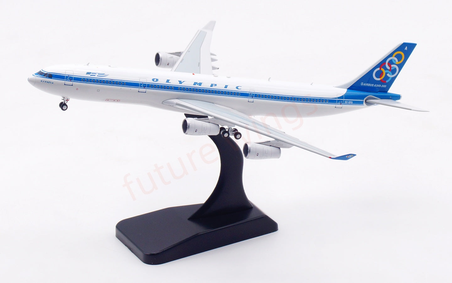 1:400 Aviation400 Olympic Airways A340-300 SX-DFA Aircraft Model Free Tractor+Stand
