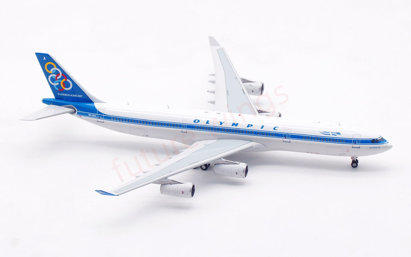 1:400 Aviation400 Olympic Airways A340-300 SX-DFA Aircraft Model Free Tractor+Stand
