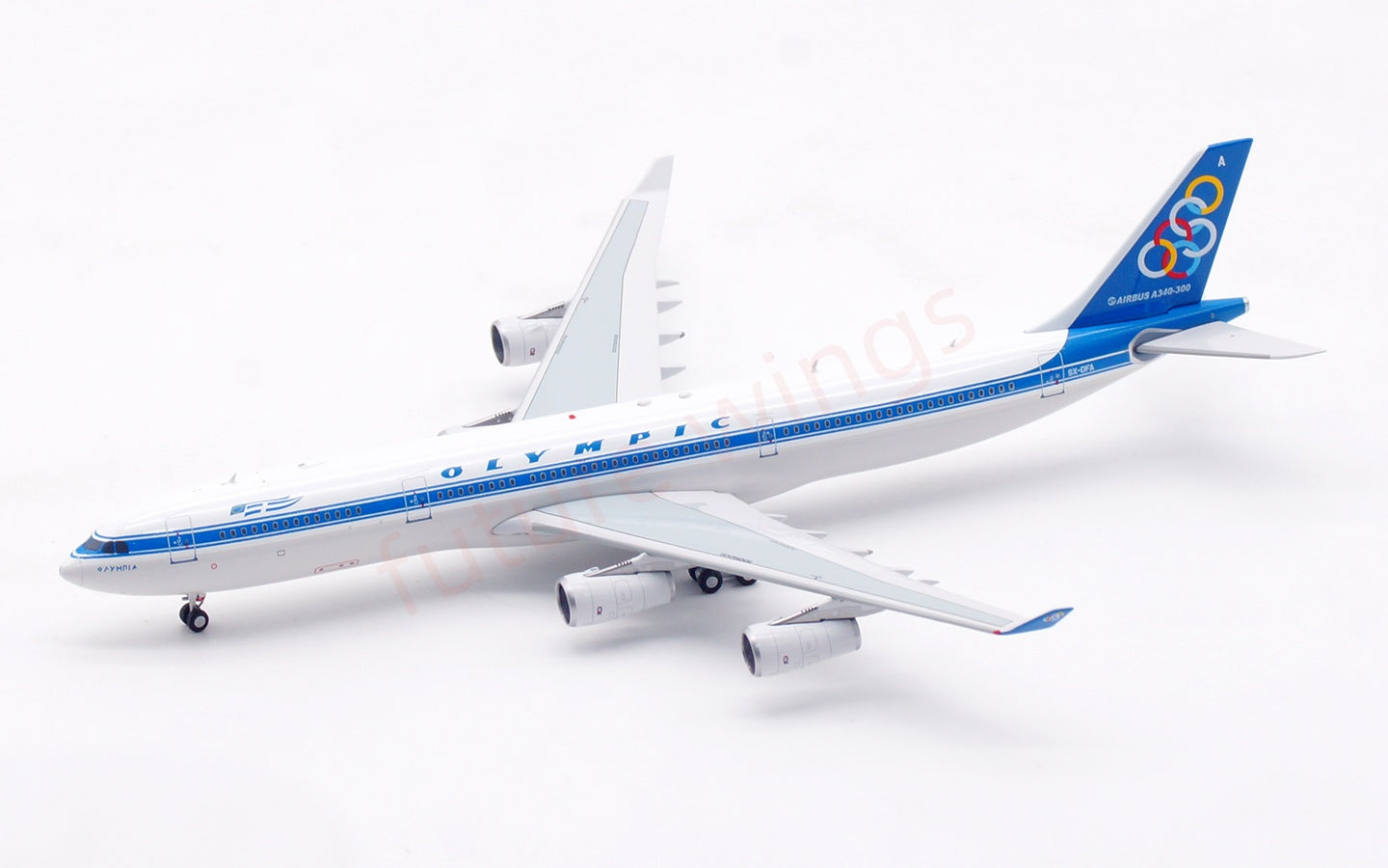 1:400 Aviation400 Olympic Airways A340-300 SX-DFA Aircraft Model Free Tractor+Stand