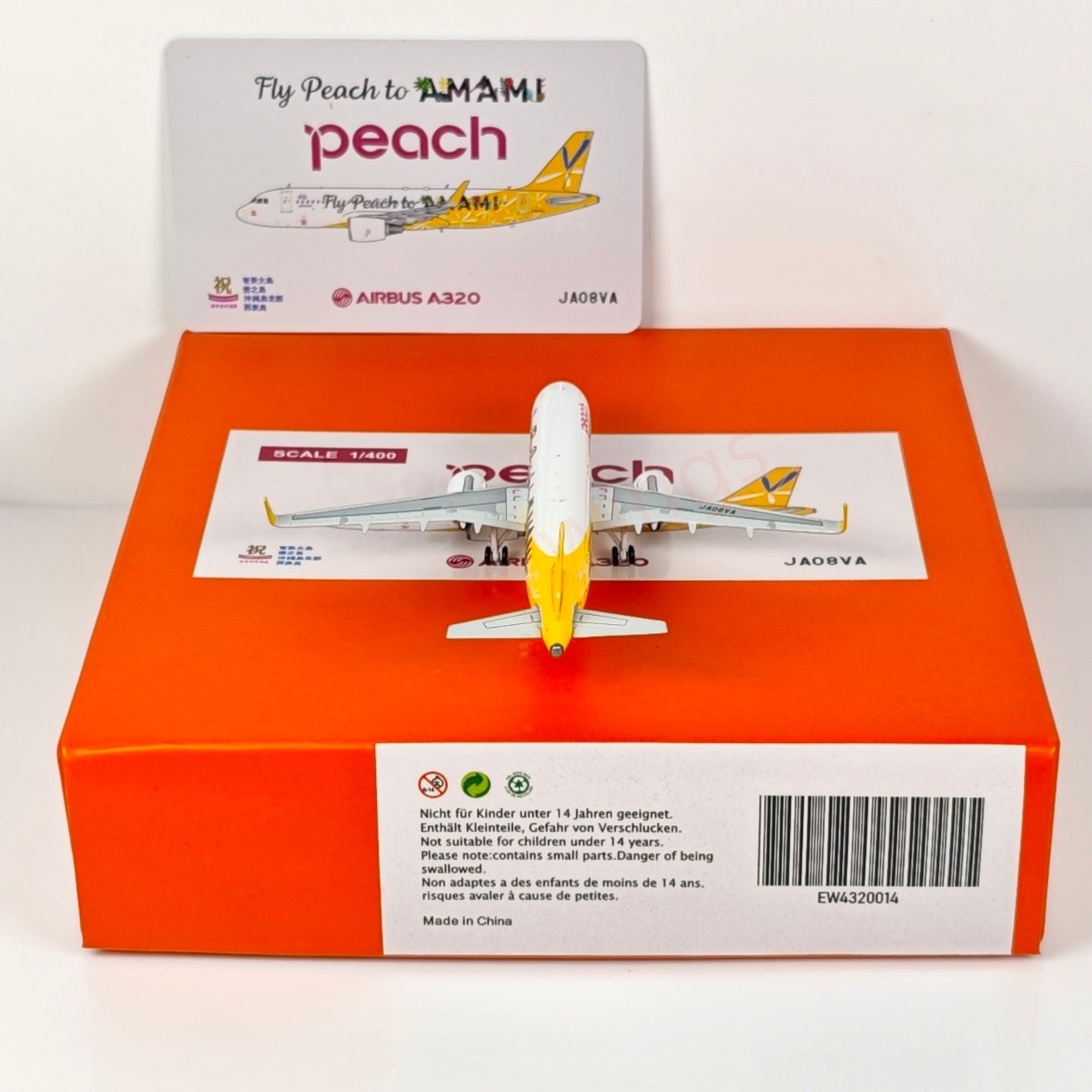 1:400 JC Wings EW4320014 Peach Air A320 JA08VA Aircraft Model+Free Tractor